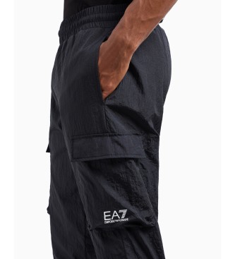 EA7 Core Identity Cargohose aus schwarzem Nylon