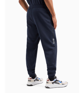 EA7 Pantaloni della tuta della serie Logo in misto cotone blu navy