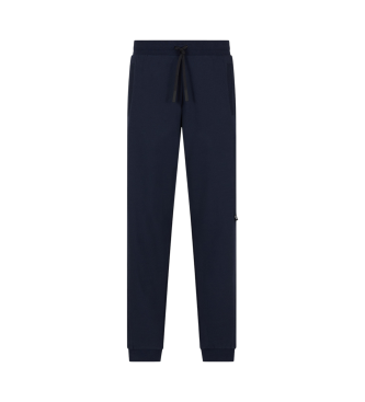 EA7 Pantaloni della tuta della serie Logo in misto cotone blu navy