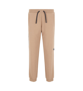 EA7 Pantalon de survtement Logo Series en coton mlang marron