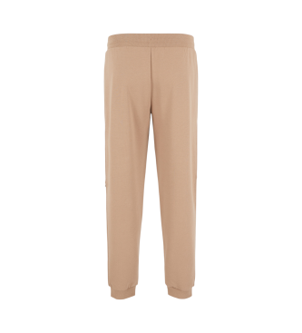 EA7 Pantalon de survtement Logo Series en coton mlang marron