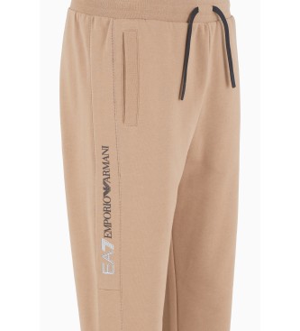 EA7 Pantalon de survtement Logo Series en coton mlang marron