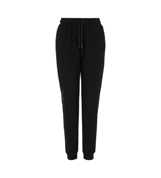 EA7 Shiny Stretch Cotton Sweatpants black