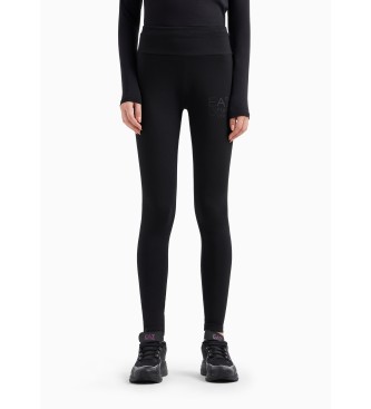 EA7 Visibility Leggings aus schwarzer Stretch-Baumwolle