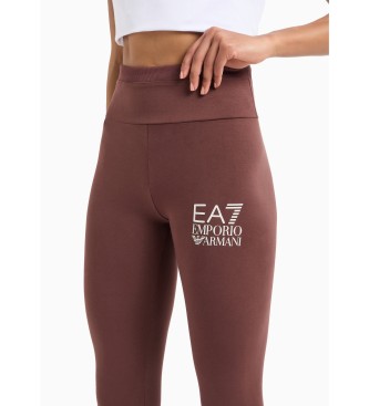 EA7 Leggings de visibilidade em algodo elstico  castanho