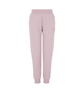 EA7 Logo Series organic cotton blend tracksuit bottoms pink