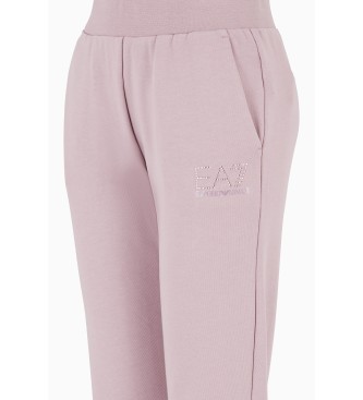 EA7 Logo Series organic cotton blend tracksuit bottoms pink