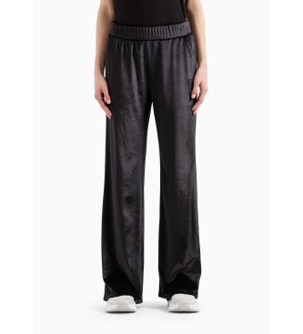 EA7 Pantalon large Athletic Velour noir