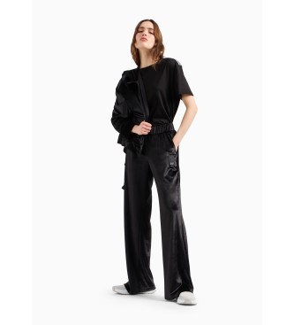 EA7 Pantalon large Athletic Velour noir