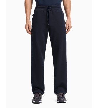 EA7 Pantaloni in interlock misto cotone blu navy Lux Identity