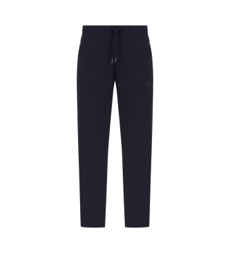 EA7 Pantaloni in interlock misto cotone blu navy Lux Identity