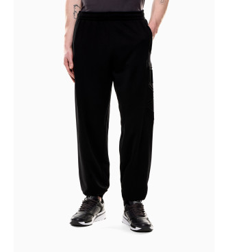 EA7 Pantaloni della tuta in cotone biologico Logo Series in nero