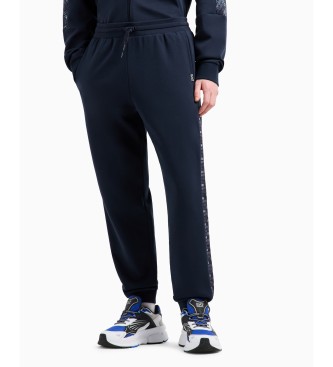 EA7 Logo Series Tracksuit Trousers in navy cotton blend