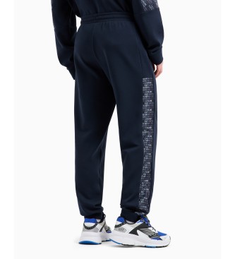 EA7 Logo Series Tracksuit Trousers in navy cotton blend