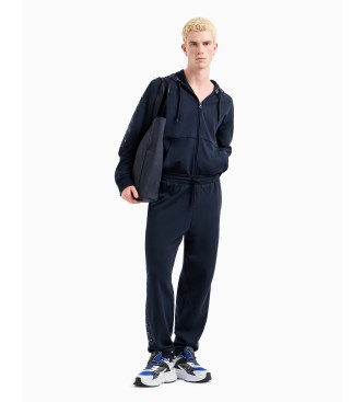 EA7 Logo Series Tracksuit Trousers in navy cotton blend