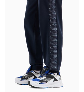 EA7 Logo Series Tracksuit Trousers in navy cotton blend