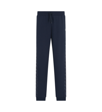 EA7 Pantalon de survtement Logo Series en coton mlang bleu marine