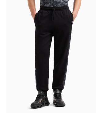 EA7 Pantalon de survtement en coton mlang Logo Series noir  