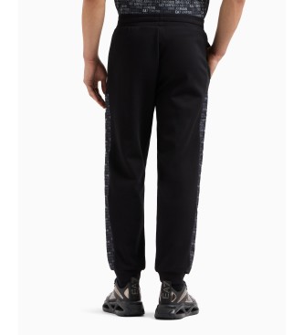 EA7 Pantalon de survtement en coton mlang Logo Series noir  