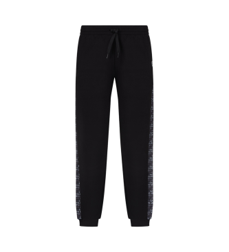 EA7 Pantalon de survtement en coton mlang Logo Series noir  