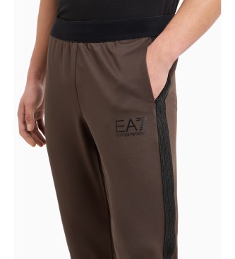 EA7 Pantaloni in twill tecnico elasticizzato marrone Gold Label