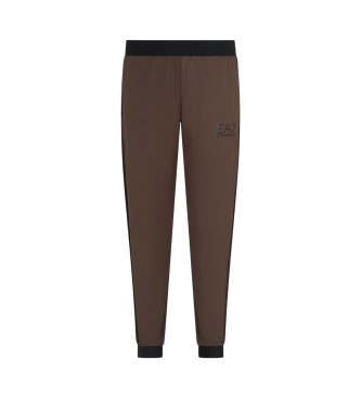 EA7 Pantaloni in twill tecnico elasticizzato marrone Gold Label