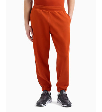 EA7 Pantaloni della tuta in misto cotone arancione Logo Series  