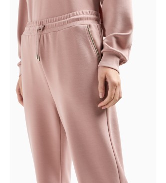 EA7 Precious tracksuit bottoms in stretch modal blend pink