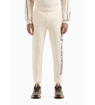 EA7 Pantaloni sportivi Logo Series in cotone beige  