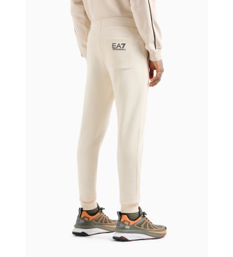 EA7 Logo Series beige cotton tracksuit bottoms  