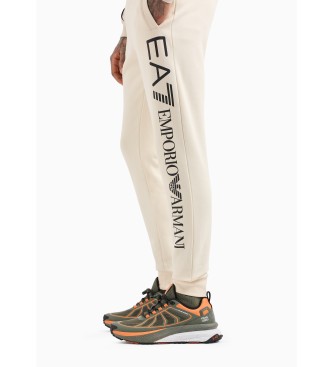 EA7 Logo serie beige katoenen trainingsbroek  