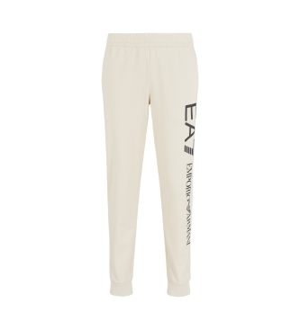 EA7 Logo Series beige cotton tracksuit bottoms