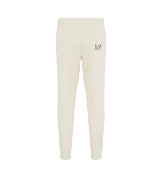 EA7 Logo Series beige cotton tracksuit bottoms