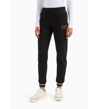 EA7 Pantaloni della tuta Core Lady in cotone elasticizzato Neri