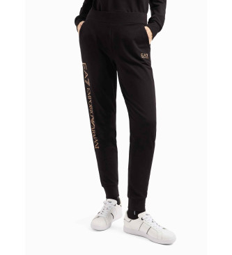 EA7 Pantalon de survtement en coton extensible Noir brillant