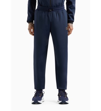 EA7 Pantaloni sportivi Gold Label in tessuto tecnico stretch blu navy