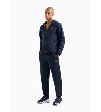 EA7 Pantaloni sportivi Gold Label in tessuto tecnico stretch blu navy