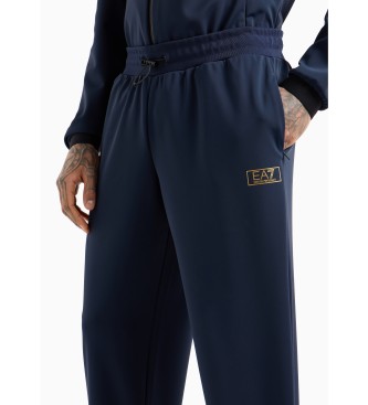 EA7 Pantaloni sportivi Gold Label in tessuto tecnico stretch blu navy