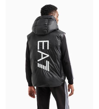 EA7 Reversible hooded waistcoat with black maxilogotype