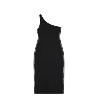 EA7 Abito asimmetrico in maglia elastica nera