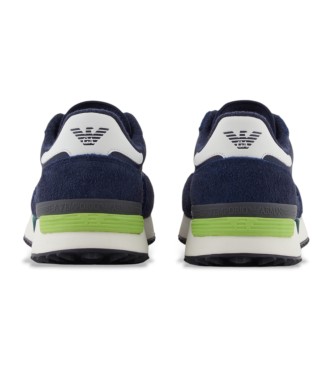 EA7 Skórzane buty sportowe w stylu vintage w kolorze granatowym