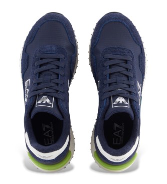 EA7 Skórzane buty sportowe w stylu vintage w kolorze granatowym