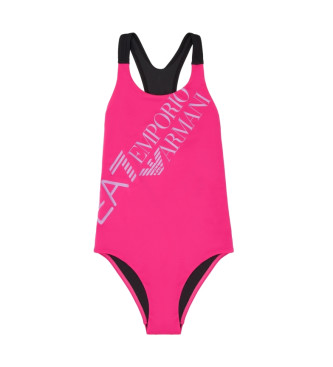 EA7 Maxi Swimsuit Pink Logo