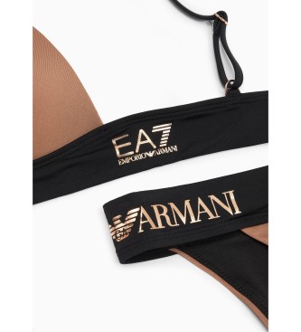 EA7 Bikini mit braunem Logoband