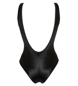 EA7 Sportowy welurowy kostium kąpielowy Bw czarny