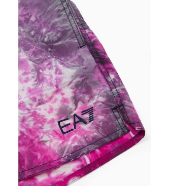 EA7 Costume da bagno media lunghezza con stampa lilla