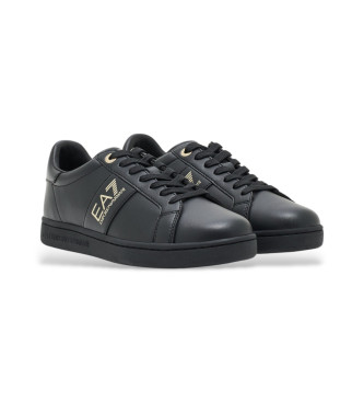 EA7 Baskets classiques en cuir noir
