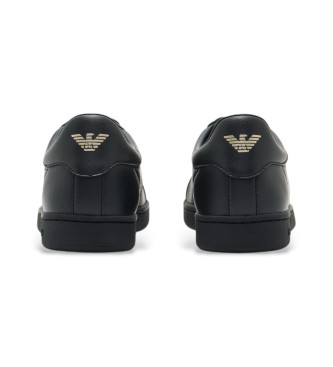 EA7 Baskets classiques en cuir noir