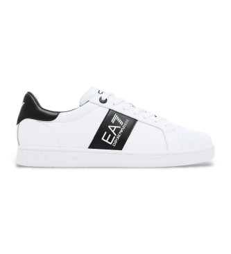 EA7 Klassiske lder-sneakers, hvid, sort