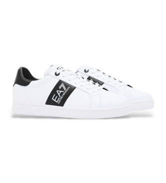 EA7 Klassiske lder-sneakers, hvid, sort